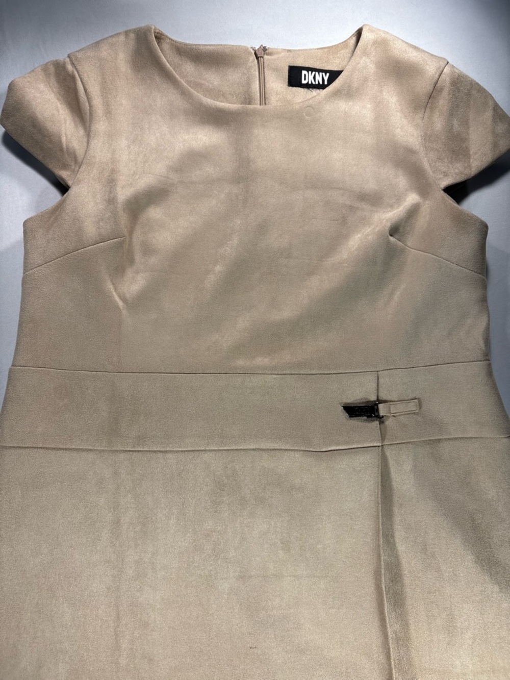 DKNY Neutral Taupe Short-Sleeve Sheath Dress